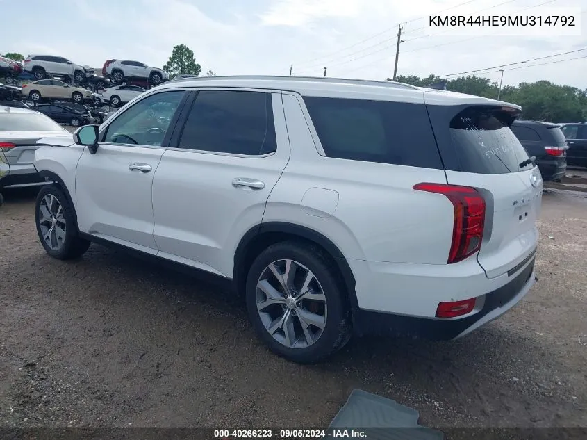 2021 Hyundai Palisade Sel VIN: KM8R44HE9MU314792 Lot: 40266223