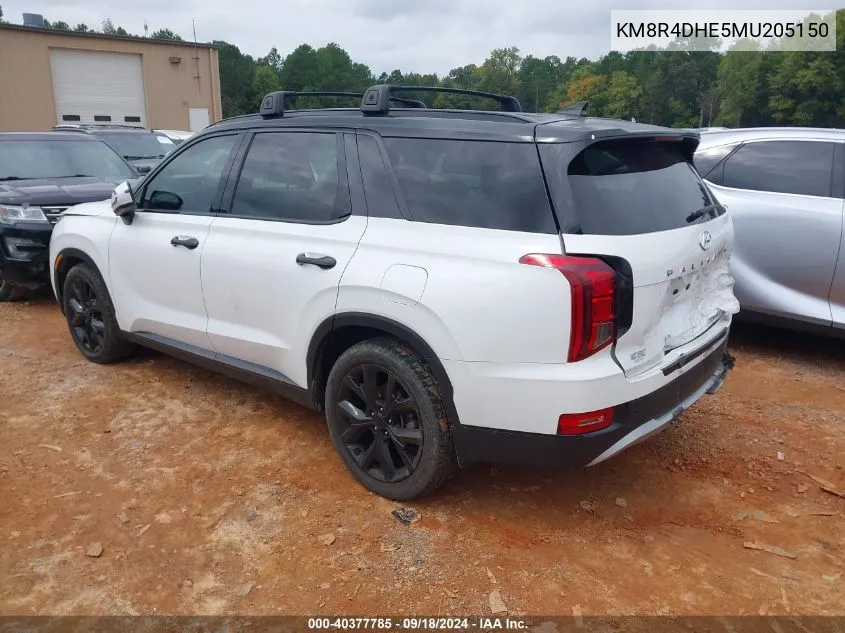 2021 Hyundai Palisade Sel VIN: KM8R4DHE5MU205150 Lot: 40377785