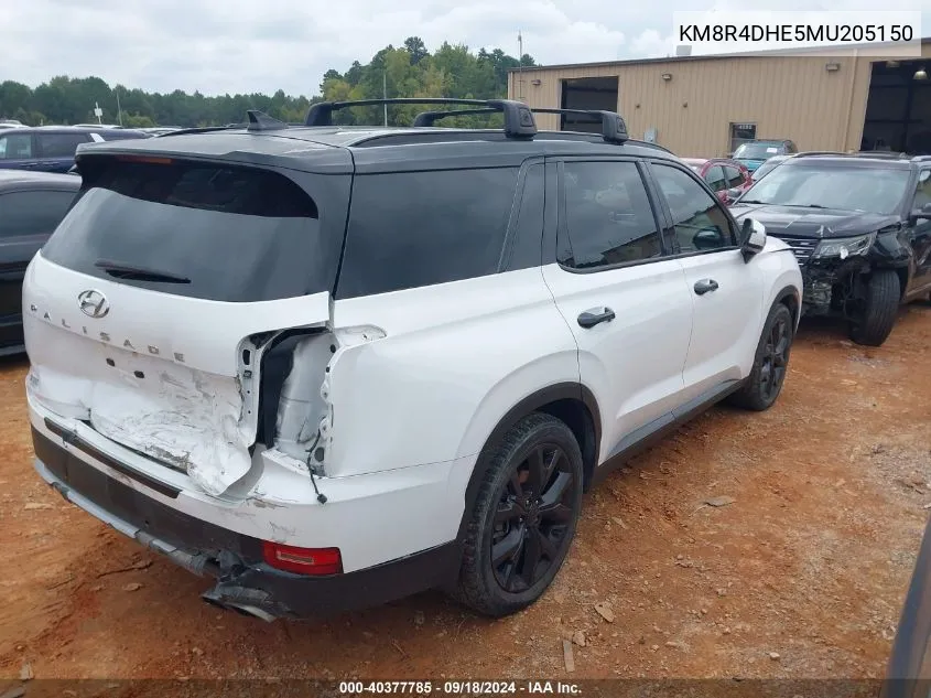 2021 Hyundai Palisade Sel VIN: KM8R4DHE5MU205150 Lot: 40377785