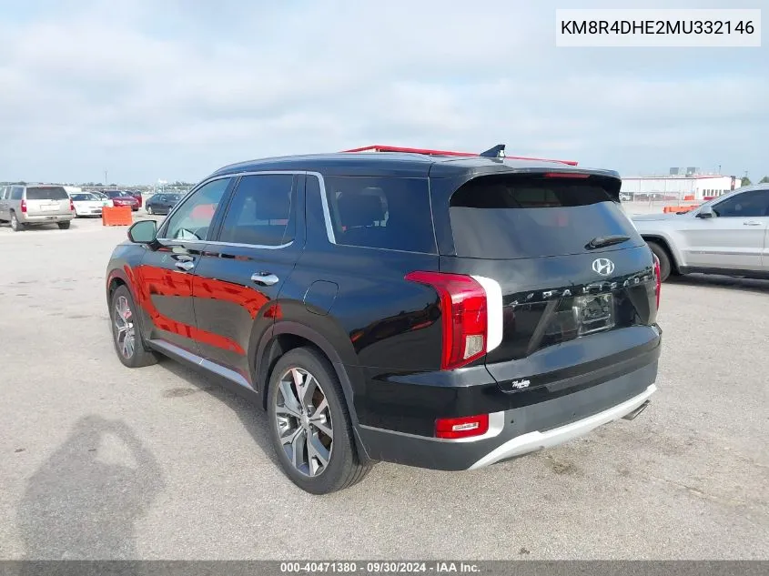 2021 Hyundai Palisade Sel VIN: KM8R4DHE2MU332146 Lot: 40471380