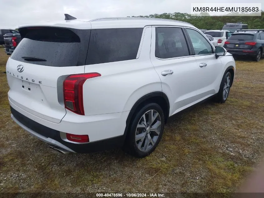 2021 Hyundai Palisade Sel VIN: KM8R44HE4MU185683 Lot: 40478596