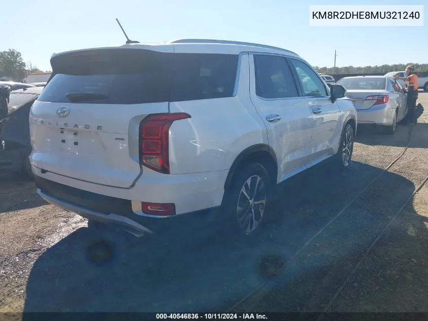 2021 Hyundai Palisade Sel VIN: KM8R2DHE8MU321240 Lot: 40546836