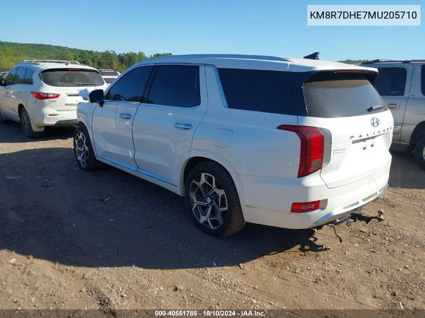 2021 Hyundai Palisade Calligraphy VIN: KM8R7DHE7MU205710 Lot: 40551785