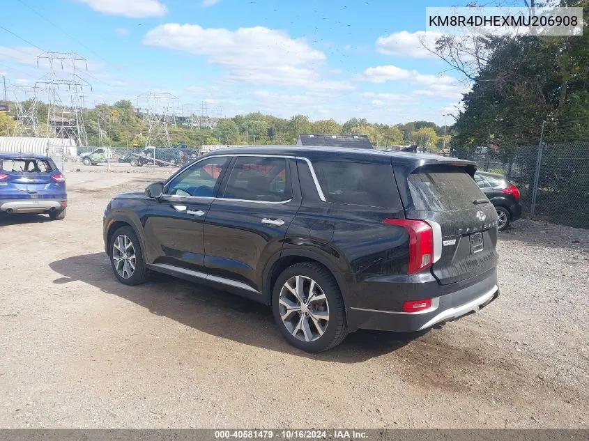 2021 Hyundai Palisade Sel VIN: KM8R4DHEXMU206908 Lot: 40581479