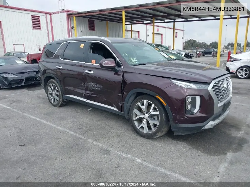 2021 Hyundai Palisade Sel VIN: KM8R44HE4MU333881 Lot: 40636224