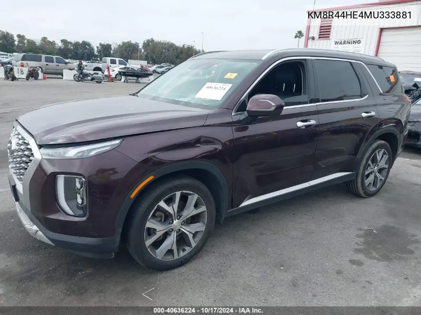 2021 Hyundai Palisade Sel VIN: KM8R44HE4MU333881 Lot: 40636224