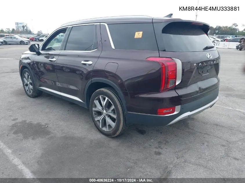 2021 Hyundai Palisade Sel VIN: KM8R44HE4MU333881 Lot: 40636224