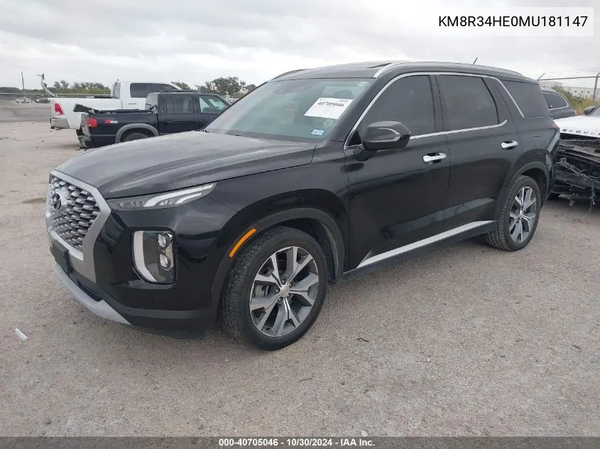 2021 Hyundai Palisade Sel VIN: KM8R34HE0MU181147 Lot: 40705046