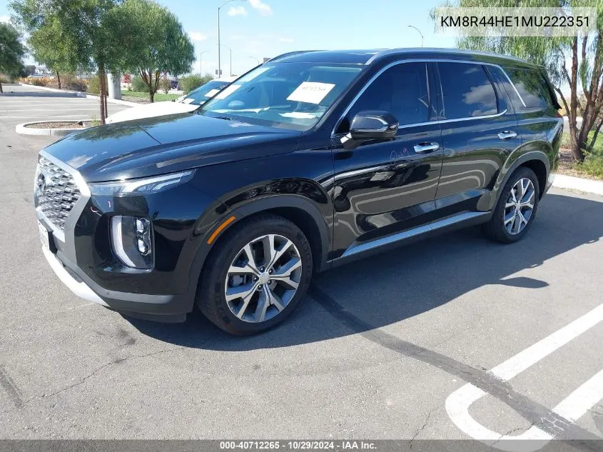 2021 Hyundai Palisade Sel VIN: KM8R44HE1MU222351 Lot: 40712265