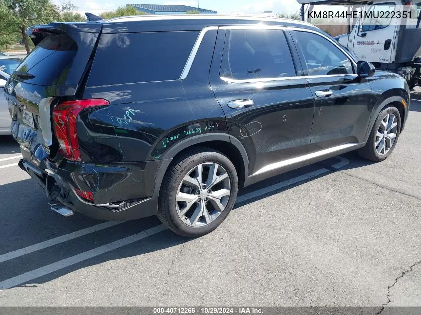 2021 Hyundai Palisade Sel VIN: KM8R44HE1MU222351 Lot: 40712265