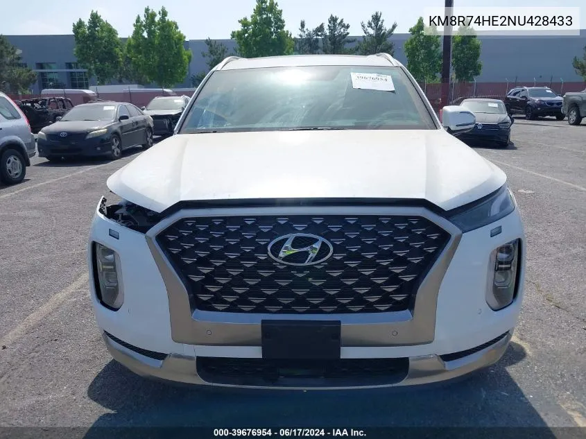 2022 Hyundai Palisade Calligraphy VIN: KM8R74HE2NU428433 Lot: 39676954