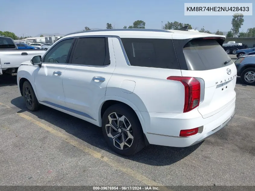 2022 Hyundai Palisade Calligraphy VIN: KM8R74HE2NU428433 Lot: 39676954