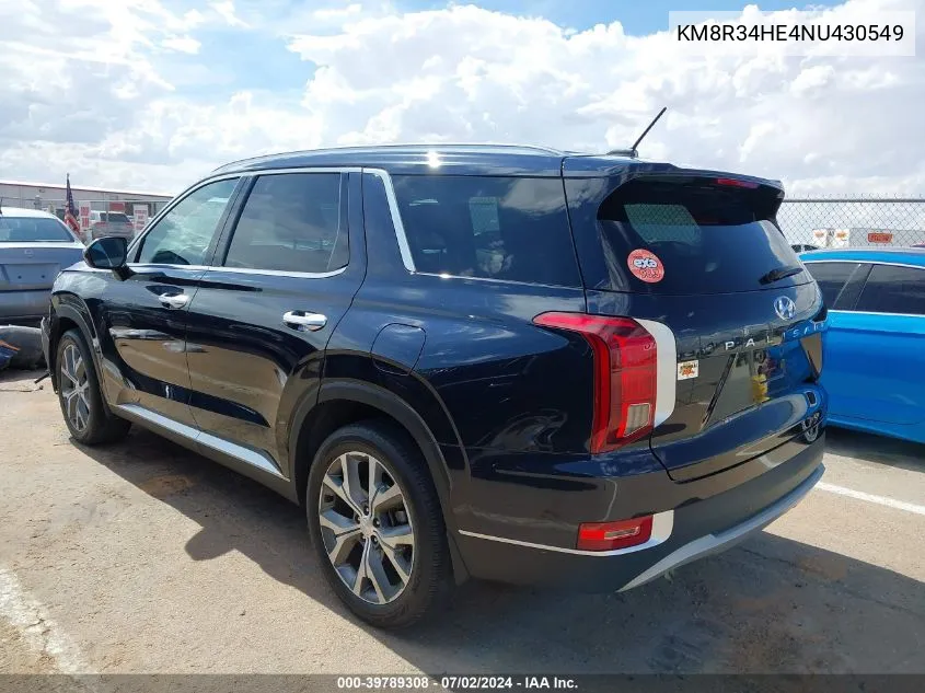 KM8R34HE4NU430549 2022 Hyundai Palisade Sel