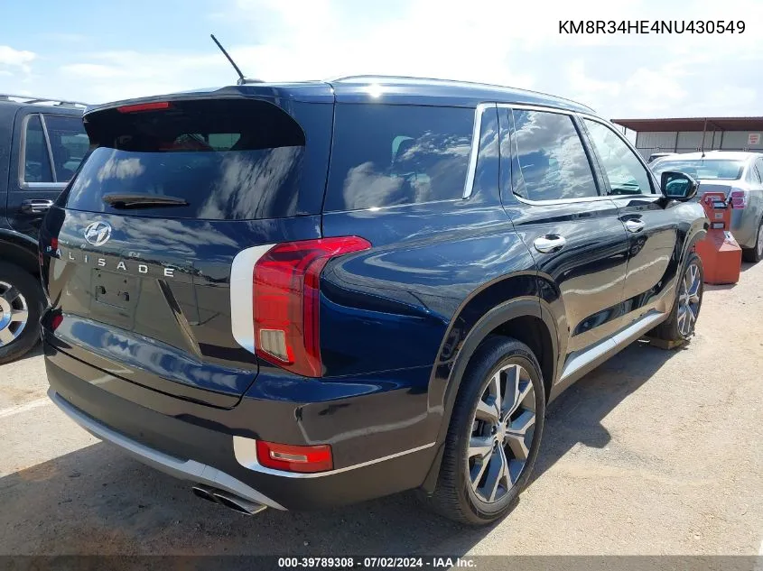 KM8R34HE4NU430549 2022 Hyundai Palisade Sel