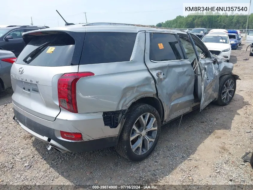 KM8R34HE4NU357540 2022 Hyundai Palisade Sel