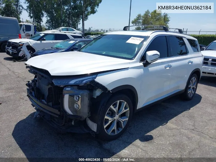 2022 Hyundai Palisade Sel VIN: KM8R34HE0NU362184 Lot: 40023430