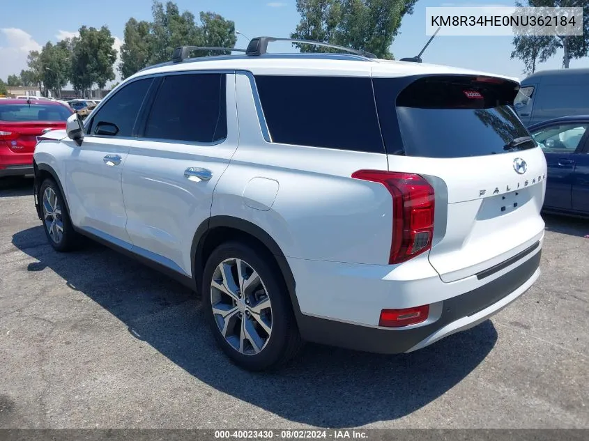 2022 Hyundai Palisade Sel VIN: KM8R34HE0NU362184 Lot: 40023430