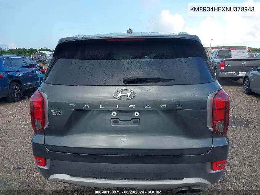 2022 Hyundai Palisade Sel VIN: KM8R34HEXNU378943 Lot: 40190979