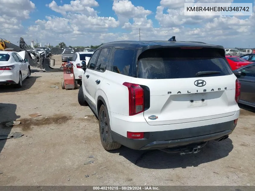 2022 Hyundai Palisade Sel VIN: KM8R44HE8NU348742 Lot: 40210215