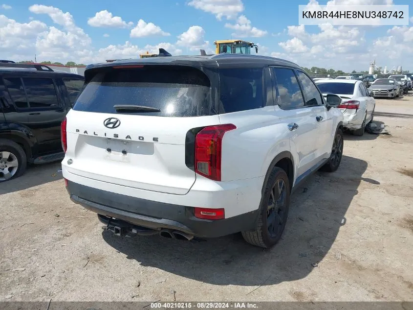 2022 Hyundai Palisade Sel VIN: KM8R44HE8NU348742 Lot: 40210215