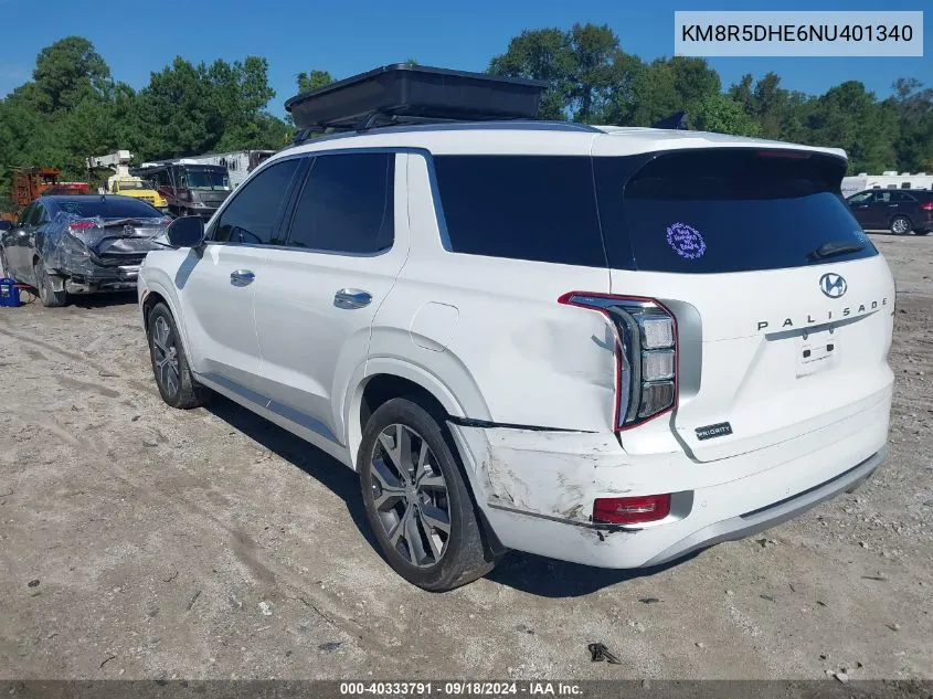 2022 Hyundai Palisade Limited VIN: KM8R5DHE6NU401340 Lot: 40333791