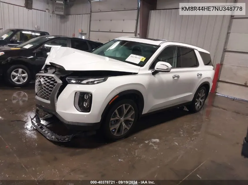 2022 Hyundai Palisade Sel VIN: KM8R44HE7NU348778 Lot: 40378721