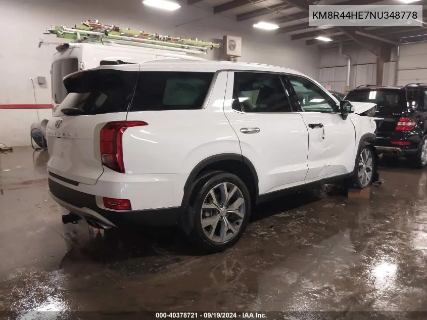 2022 Hyundai Palisade Sel VIN: KM8R44HE7NU348778 Lot: 40378721