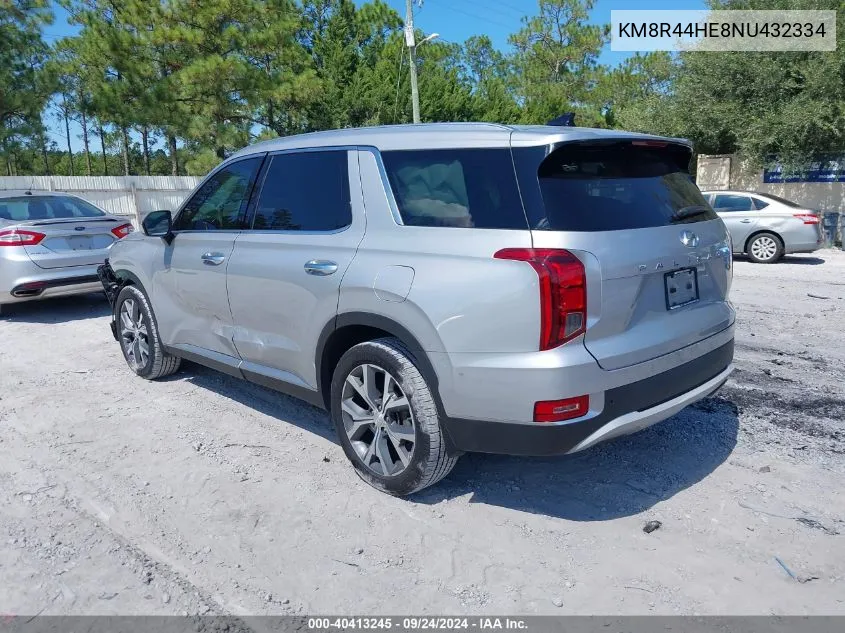 2022 Hyundai Palisade Sel VIN: KM8R44HE8NU432334 Lot: 40413245