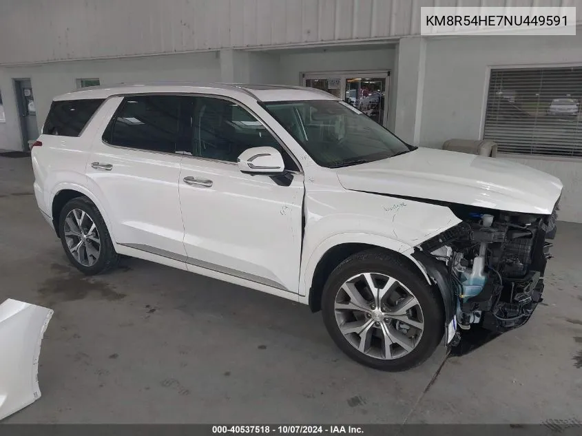 2022 Hyundai Palisade Limited VIN: KM8R54HE7NU449591 Lot: 40537518