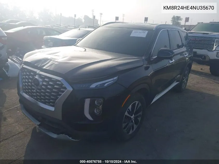 2022 Hyundai Palisade Sel VIN: KM8R24HE4NU35670 Lot: 40576755