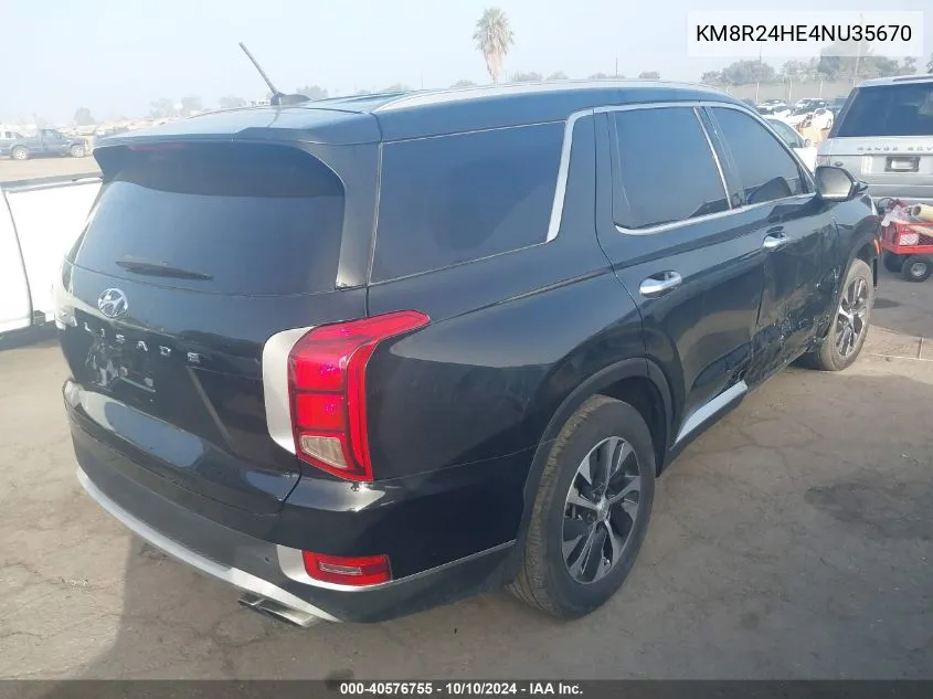 2022 Hyundai Palisade Sel VIN: KM8R24HE4NU35670 Lot: 40576755