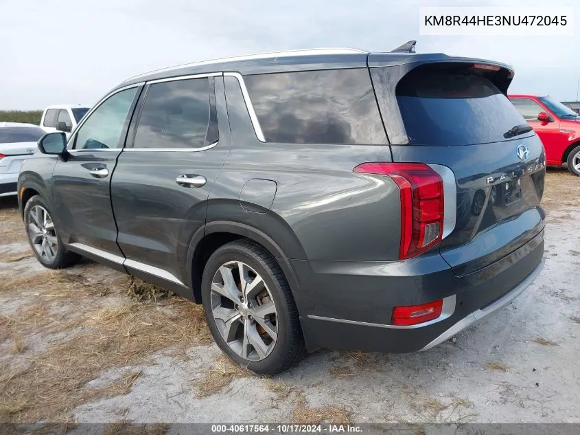 2022 Hyundai Palisade Sel VIN: KM8R44HE3NU472045 Lot: 40617564