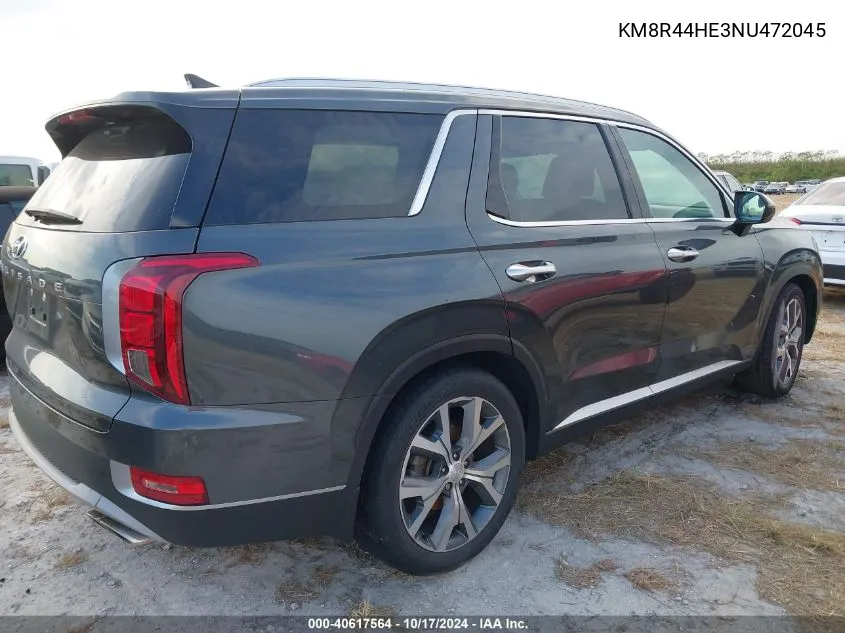 2022 Hyundai Palisade Sel VIN: KM8R44HE3NU472045 Lot: 40617564