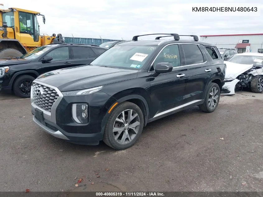 2022 Hyundai Palisade Sel VIN: KM8R4DHE8NU480643 Lot: 40805319