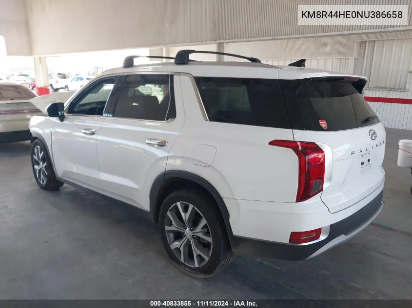 2022 Hyundai Palisade Sel VIN: KM8R44HE0NU386658 Lot: 40833855