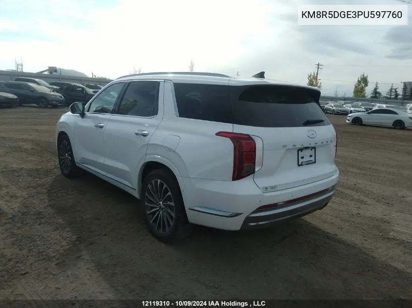 2023 Hyundai Palisade Limited VIN: KM8R5DGE3PU597760 Lot: 12119310