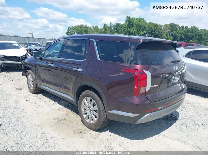 2024 Hyundai Palisade Sel VIN: KM8R24GE7RU740737 Lot: 39694506