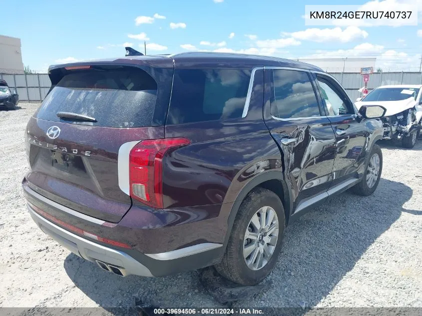 2024 Hyundai Palisade Sel VIN: KM8R24GE7RU740737 Lot: 39694506