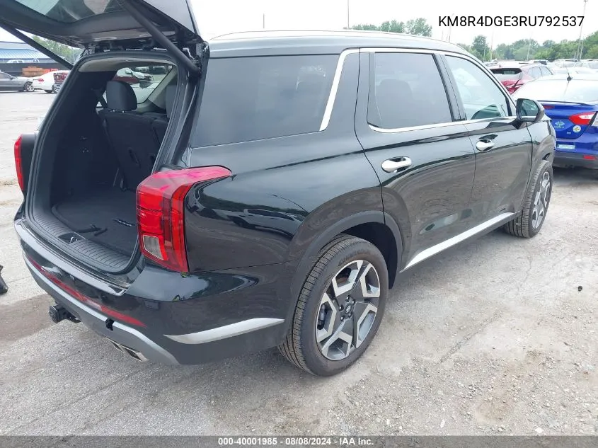 2024 Hyundai Palisade Sel VIN: KM8R4DGE3RU792537 Lot: 40001985