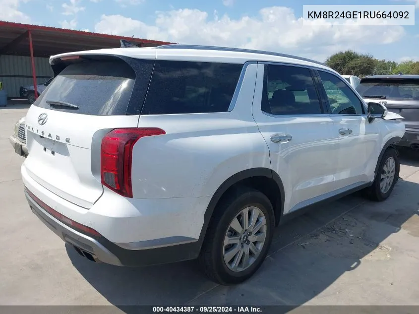 2024 Hyundai Palisade Sel VIN: KM8R24GE1RU664092 Lot: 40434387