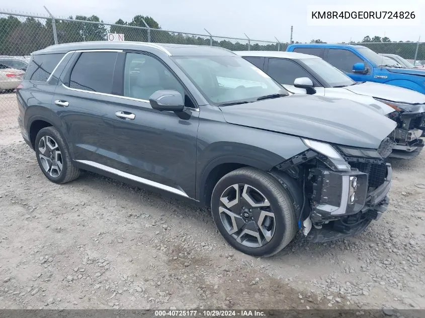 2024 Hyundai Palisade Sel VIN: KM8R4DGE0RU724826 Lot: 40725177