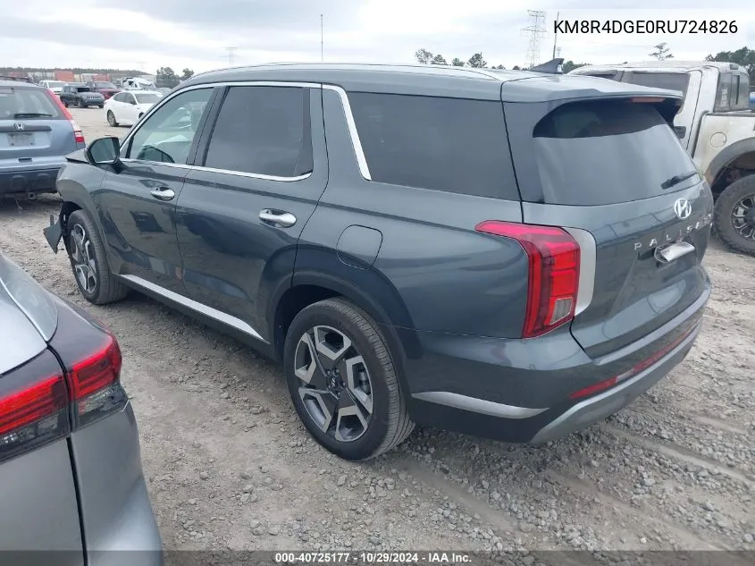 2024 Hyundai Palisade Sel VIN: KM8R4DGE0RU724826 Lot: 40725177