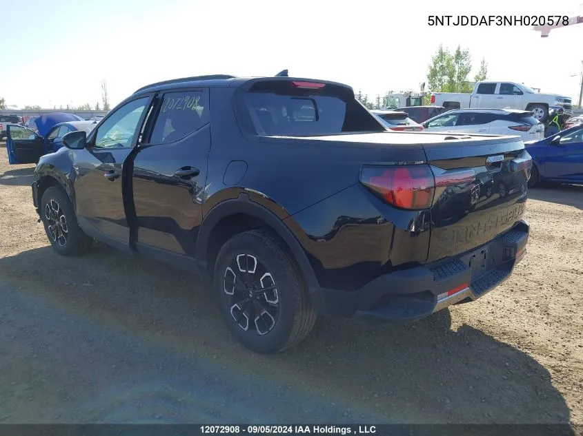 2022 Hyundai Santa Cruz Sel Premium VIN: 5NTJDDAF3NH020578 Lot: 12072908