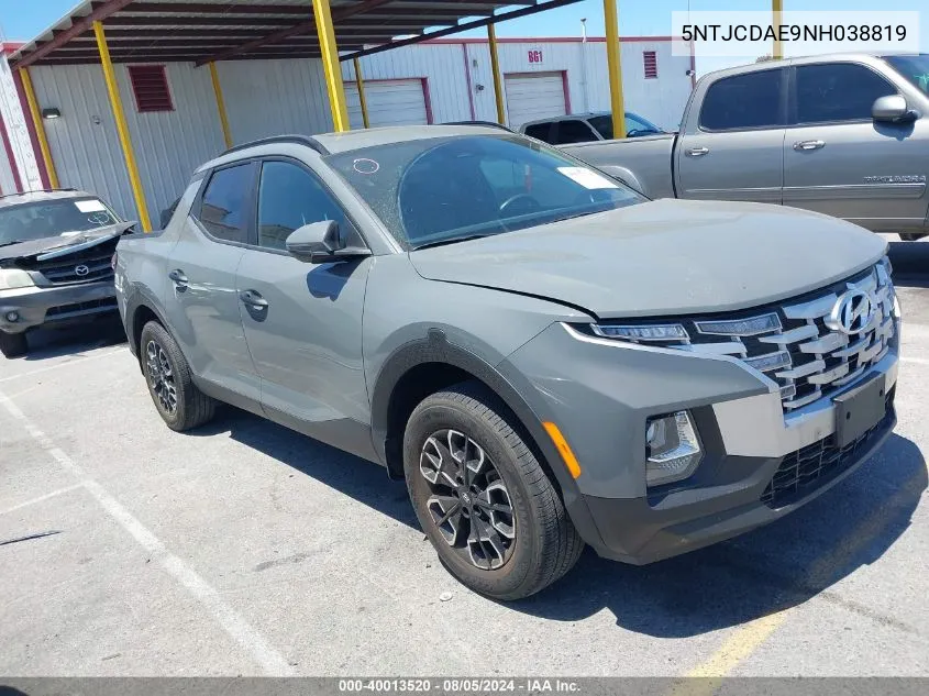 2022 Hyundai Santa Cruz Sel VIN: 5NTJCDAE9NH038819 Lot: 40013520