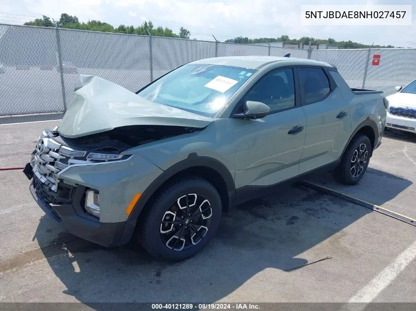 2022 Hyundai Santa Cruz Sel VIN: 5NTJBDAE8NH027457 Lot: 40121289