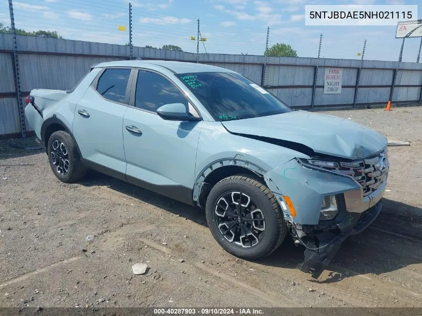 2022 Hyundai Santa Cruz Sel VIN: 5NTJBDAE5NH021115 Lot: 40287903