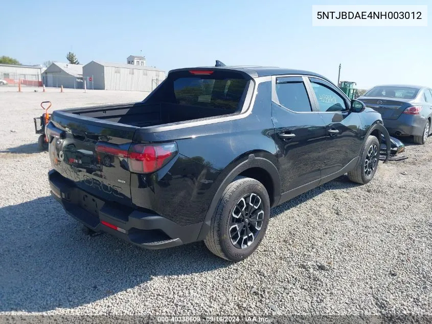 2022 Hyundai Santa Cruz Sel VIN: 5NTJBDAE4NH003012 Lot: 40338609