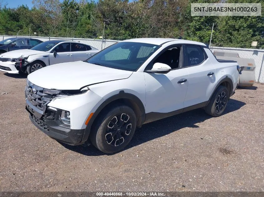 2022 Hyundai Santa Cruz Sel VIN: 5NTJB4AE3NH000263 Lot: 40440868