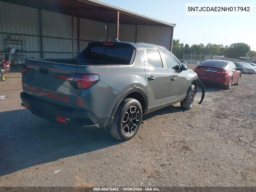 2022 Hyundai Santa Cruz Sel VIN: 5NTJCDAE2NH017942 Lot: 40470402