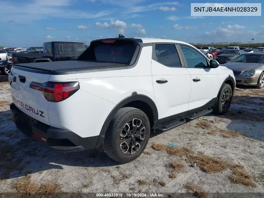 2022 Hyundai Santa Cruz Sel VIN: 5NTJB4AE4NH028329 Lot: 40533910